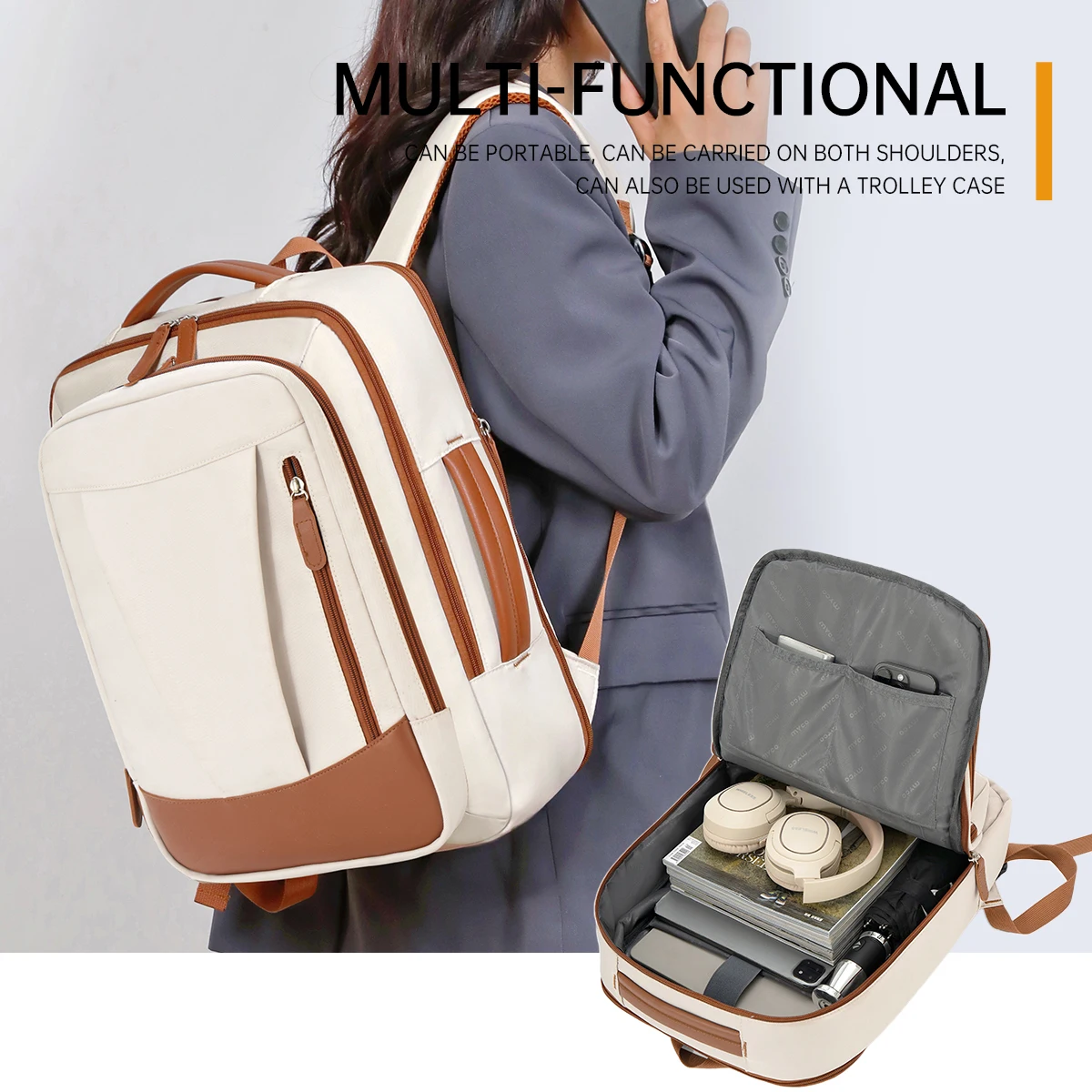 German Business-Style Travel Backpack for Women, High-Capacity, Stylish, Lightweight Laptop Backpack for College Students