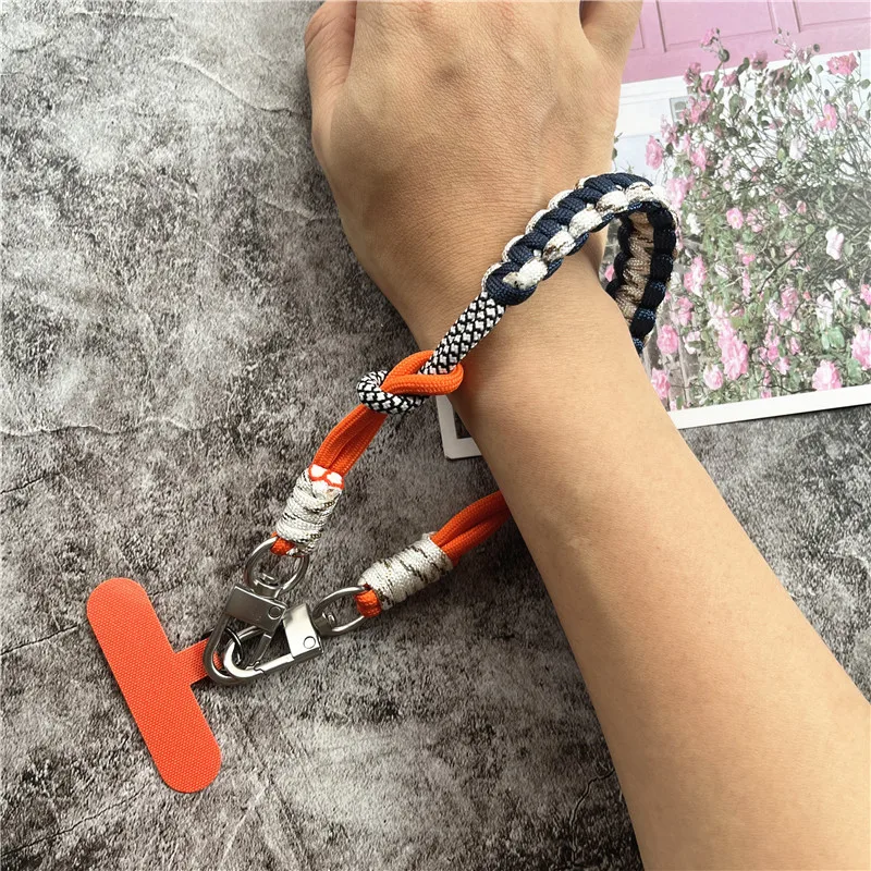 Keychain on the Phone Charm Strap Contrasting Colors Lanyard With Patch Phone Wrist Strap Anti-lost Cell Accessories Chain Rope