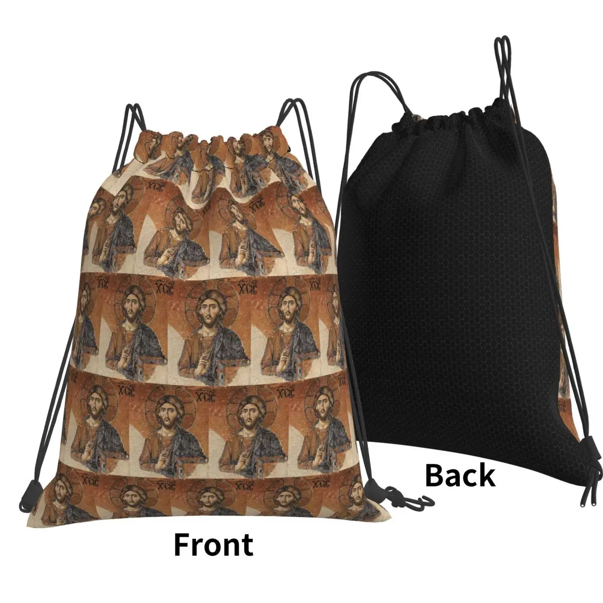 Who Loves Basket Christ Pantocrator Awesome Photographic Backpacks Drawstring Bundle Pocket Sports Bag Book Bags