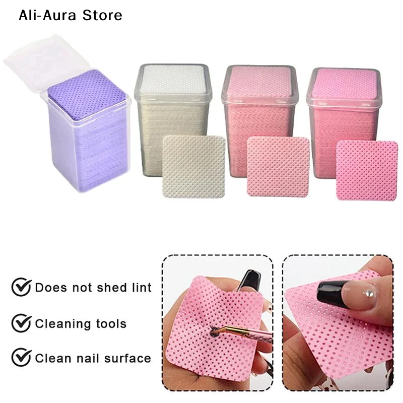 200Pcs/Box Lint Free Nail Wipes Gel Nail Polish Remover Wipes Absorbent Clean Magic Stuff Pad