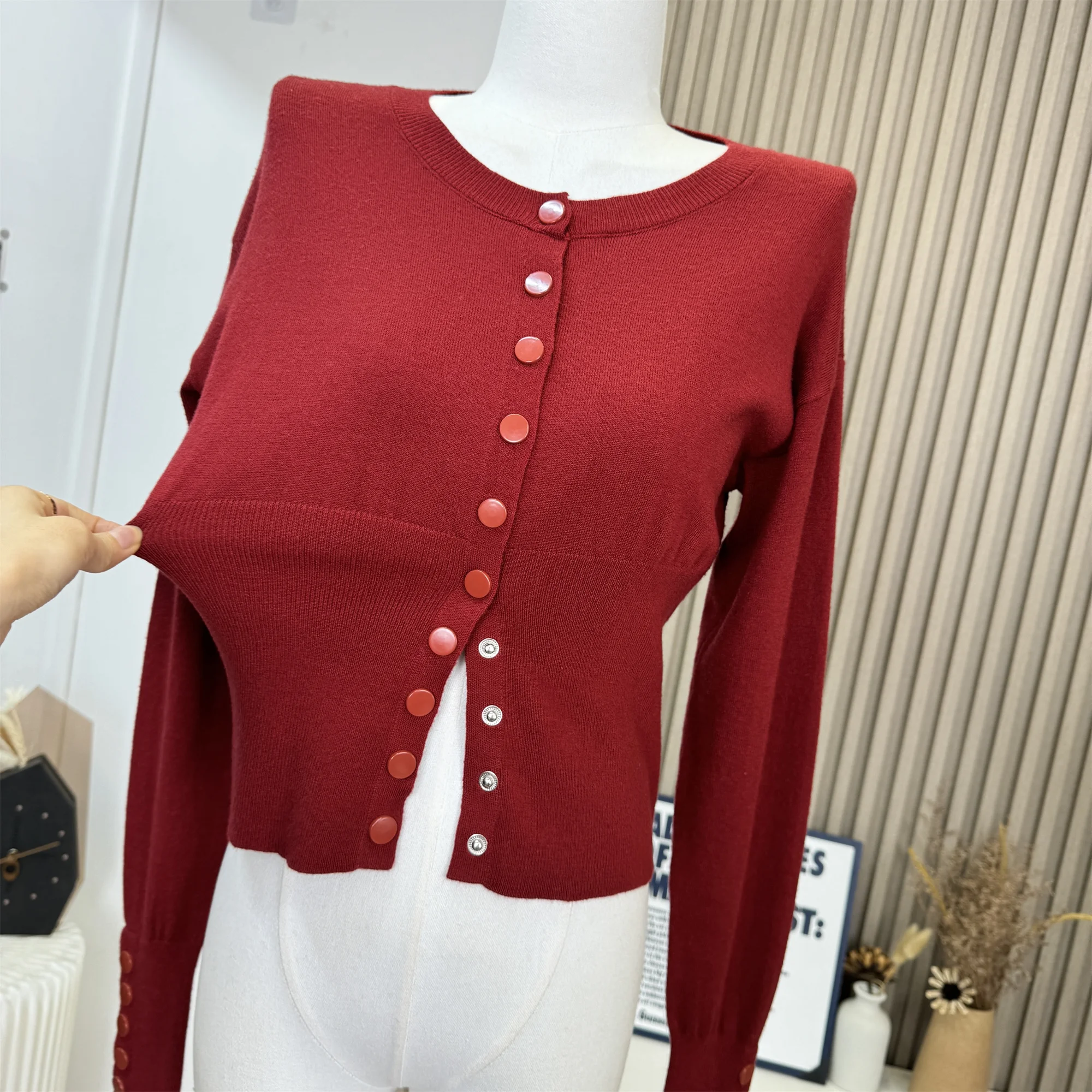 Loose Solid Knitted Women Cardigan Coat Elegant O Neck Single Breasted Top Autumn Long Sleeve Slim Sweater Y2K Outerwear F847