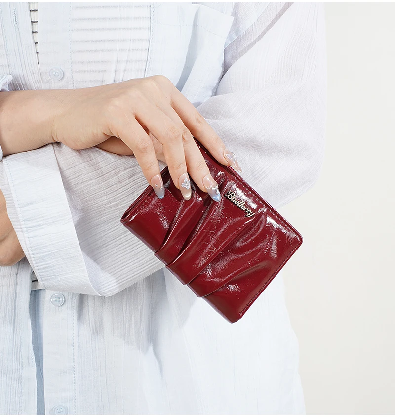 Baellerry Damen-Geldbörsen aus Plissee-PU-Leder, kurze Geldbörsen, große Münzbörsen, modische Damen-Geldbörsen, Handtasche – Detail 19