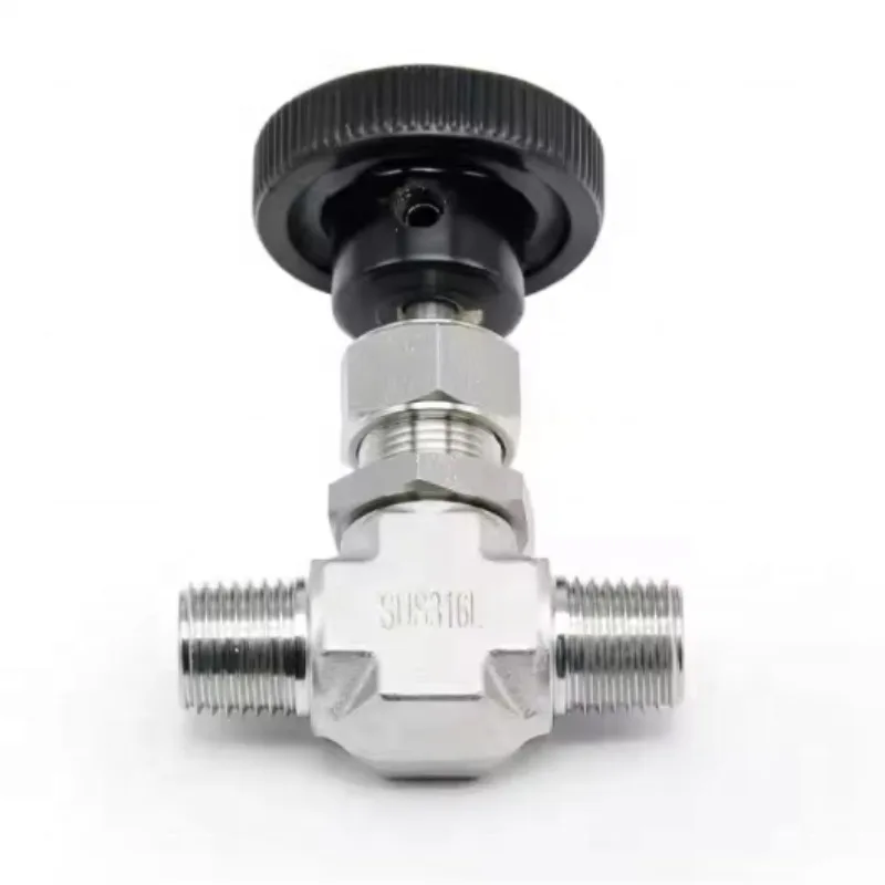 

SS316L Needle Valve 1/8 "to 3/8" 3000/6000psi High Pressure, Black Knob Handle, Male NPT/BSPP Thread for Hydraulic/CNG Systems