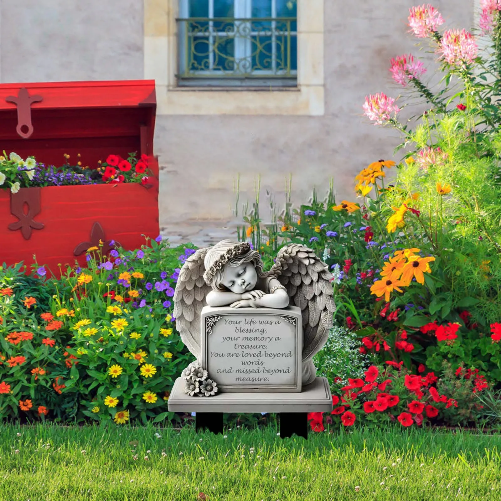 Easter Acrylic Angel Garden Stake Memorial Cherub Yard Sign Waterproof Outdoor Cemetery Lawn Decorative Plaque Para Pascua