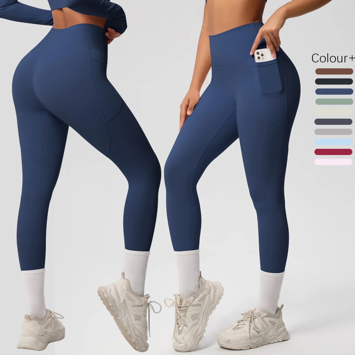 Solid Color Double-Sided Brushed Tight High Waist High Elastic Breathable Yoga Pants Sports Running Fitness Yoga Clothing