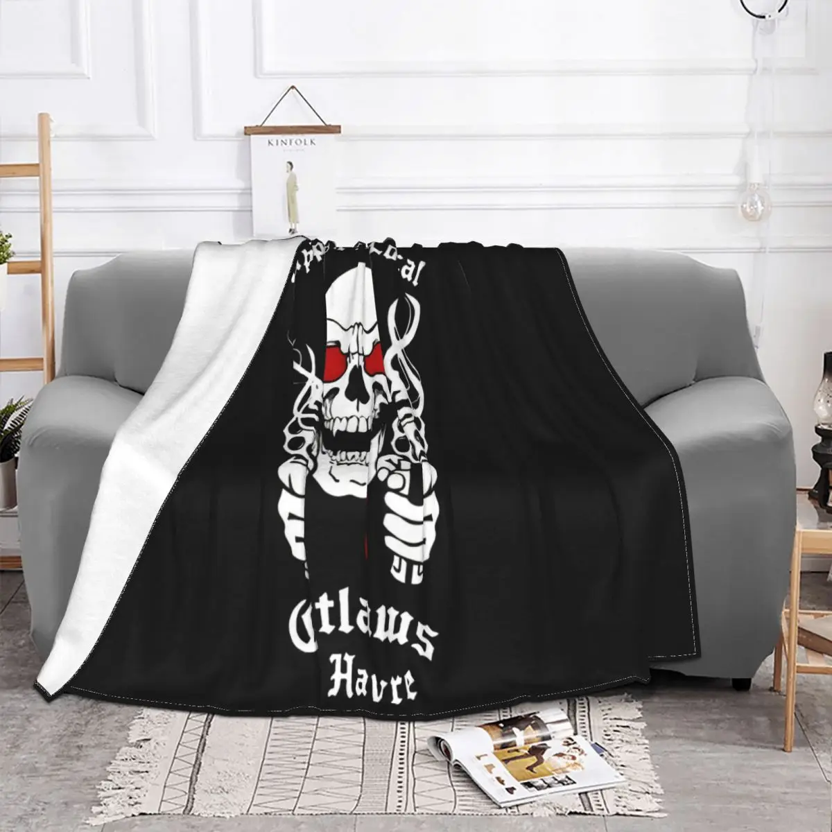 100 For O Men Outlaws Mc 100 Straight Casual Fitness Hipster Youth Any Logo Personality Humor Low Price Text Throw Blanket