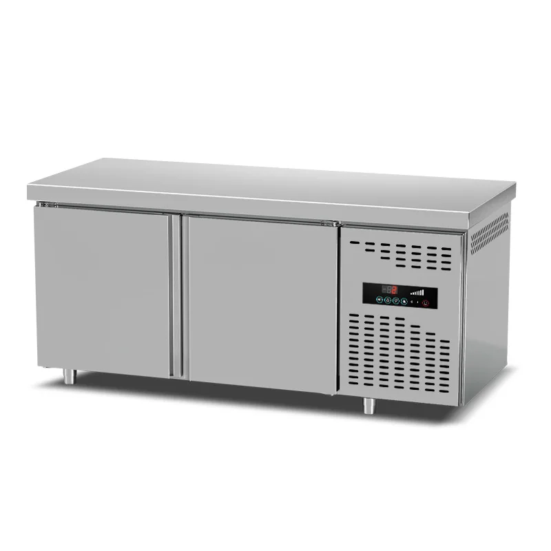 Air-cooled flat cabinet, refrigerated cabinet, double temperature stainless steel workbench, frozen freezer, commercial refriger
