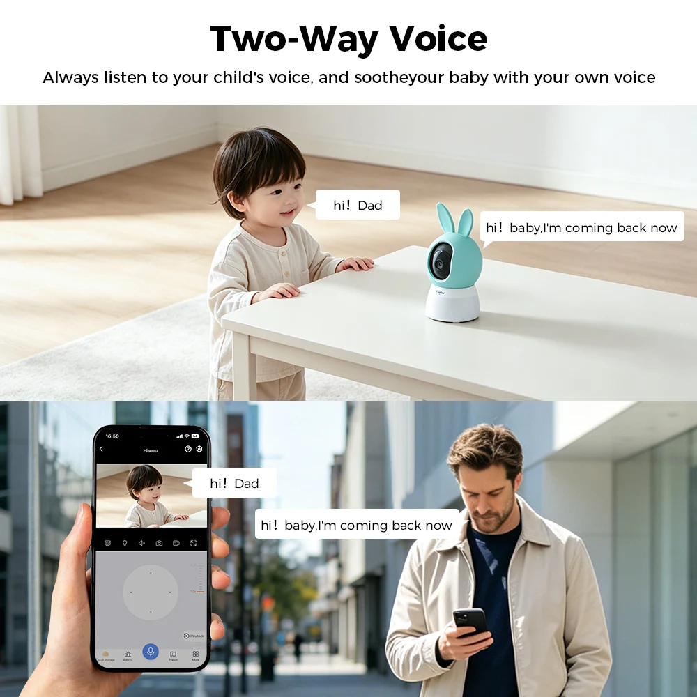 Hiseeu 5MP PTZ IP Camera WIFI Wireless Smart Home Security Surveillance Camera Two-way Audio Indoor Baby Monitor Camera