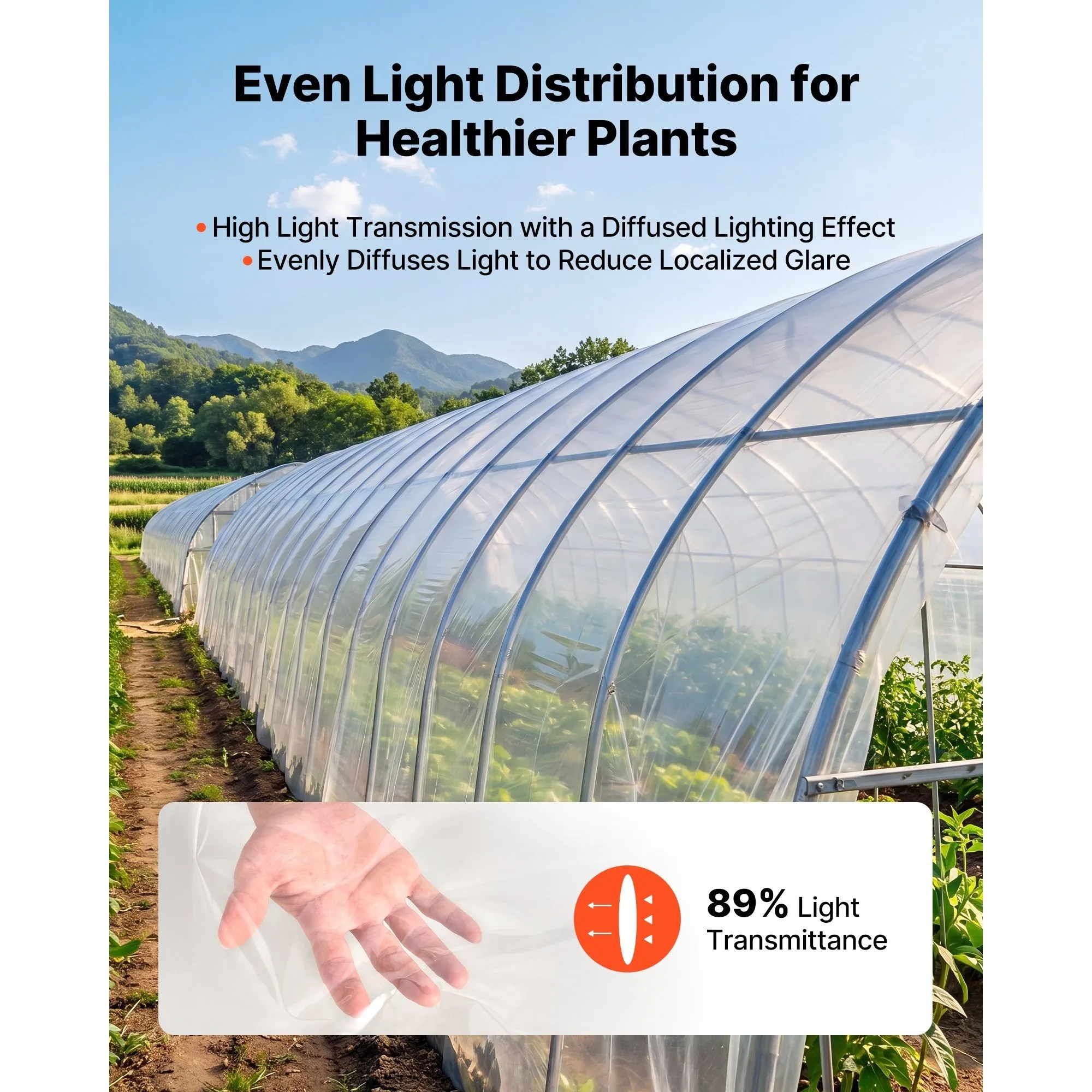 VEVOR Greenhouse Plastic Film 6x100FT 6Mil Clear Polyethylene Sheeting Heavy Duty Thickened Winter Hoop House Cover for