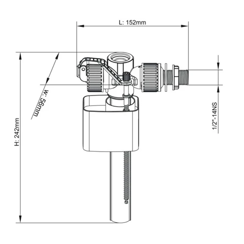 Bath Valve and Discharge Fitting Side Intake Valve Inlet Adjustable Flush Hunting Water WC Kits Toilet Cistern Accessories