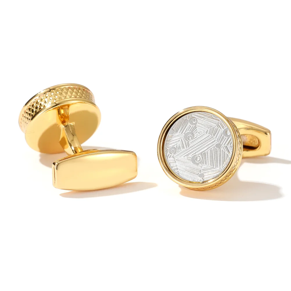 Men's Gold Luxury Business Cufflinks Braided Border Silver Technology Texture Cufflink Decorative Accessories