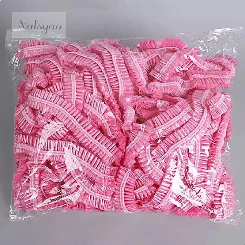 100 Pcs Women Disposable Shower Caps Plastic Waterproof Head Covers Elastic Hair Bonnet for Spa Salon Hotel