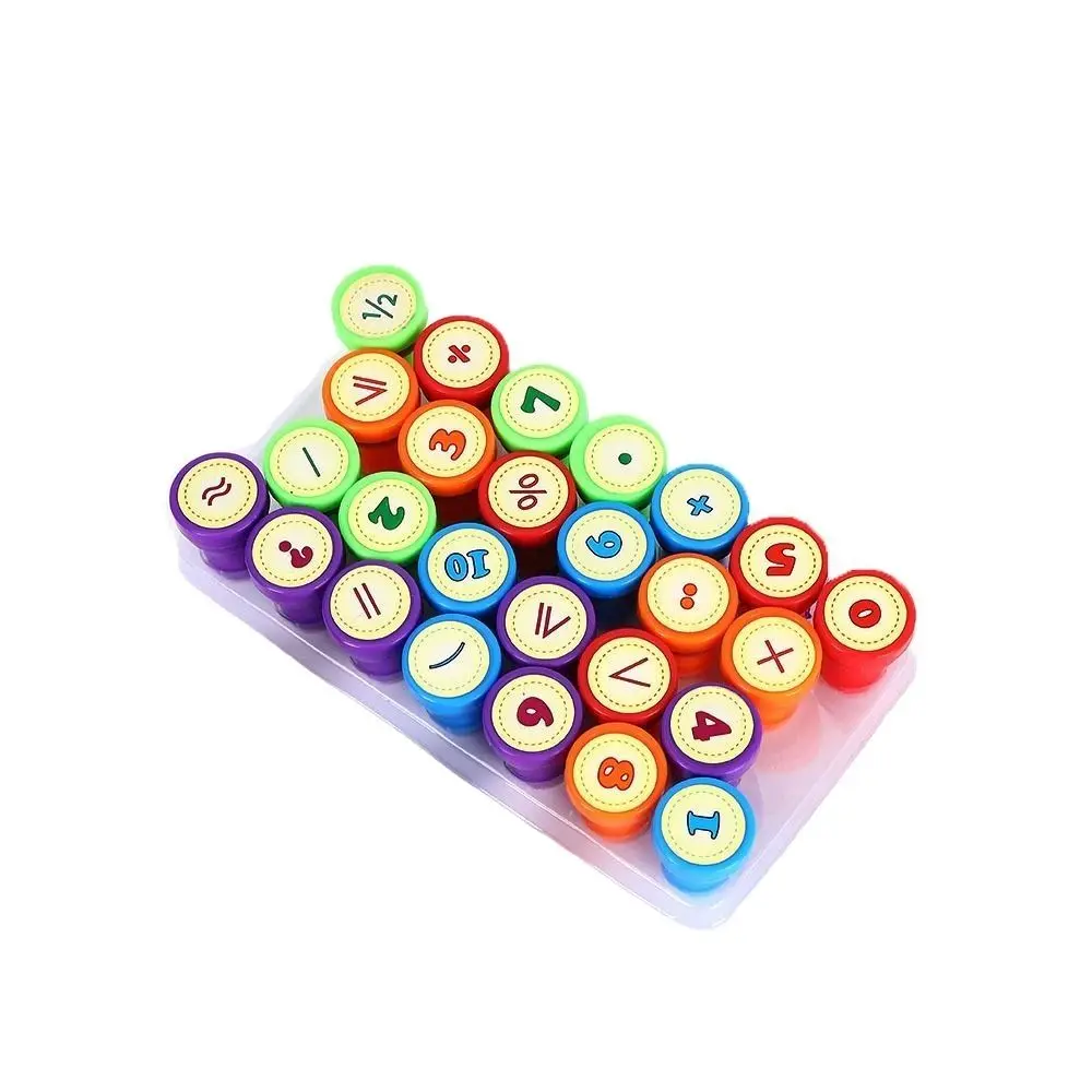 

Cartoon 26pcs Alphabets Letters Round Stamp Self-ink Number Children Arithmetic Seal DIY Self Inking Scrapbooking