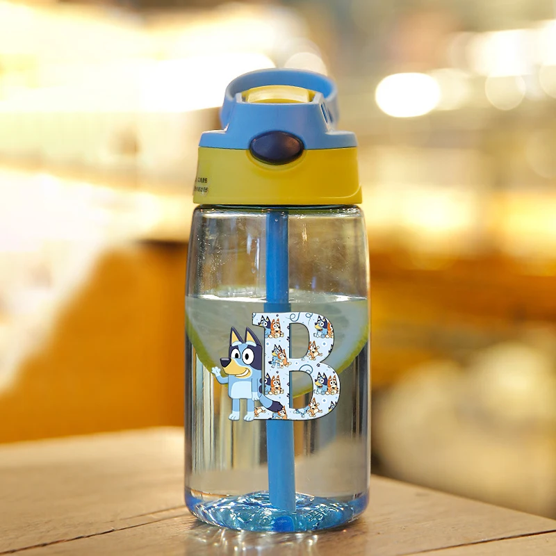 

480ML Blueyi Series Kids Water Cup with Straws Cartoon Dog Drink Bottles Leakproof Outdoor Portable Kettle Funny Birthday Gift