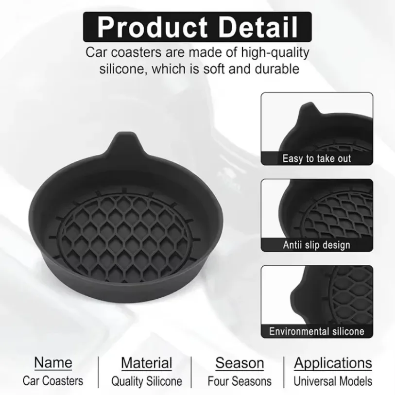 2/4pcs Car Cup Holder Coaster Silicone Cup Holder Insert Universal Non-Slip Cup Holders Car Accessories Interior Silent Cup Pad image 4