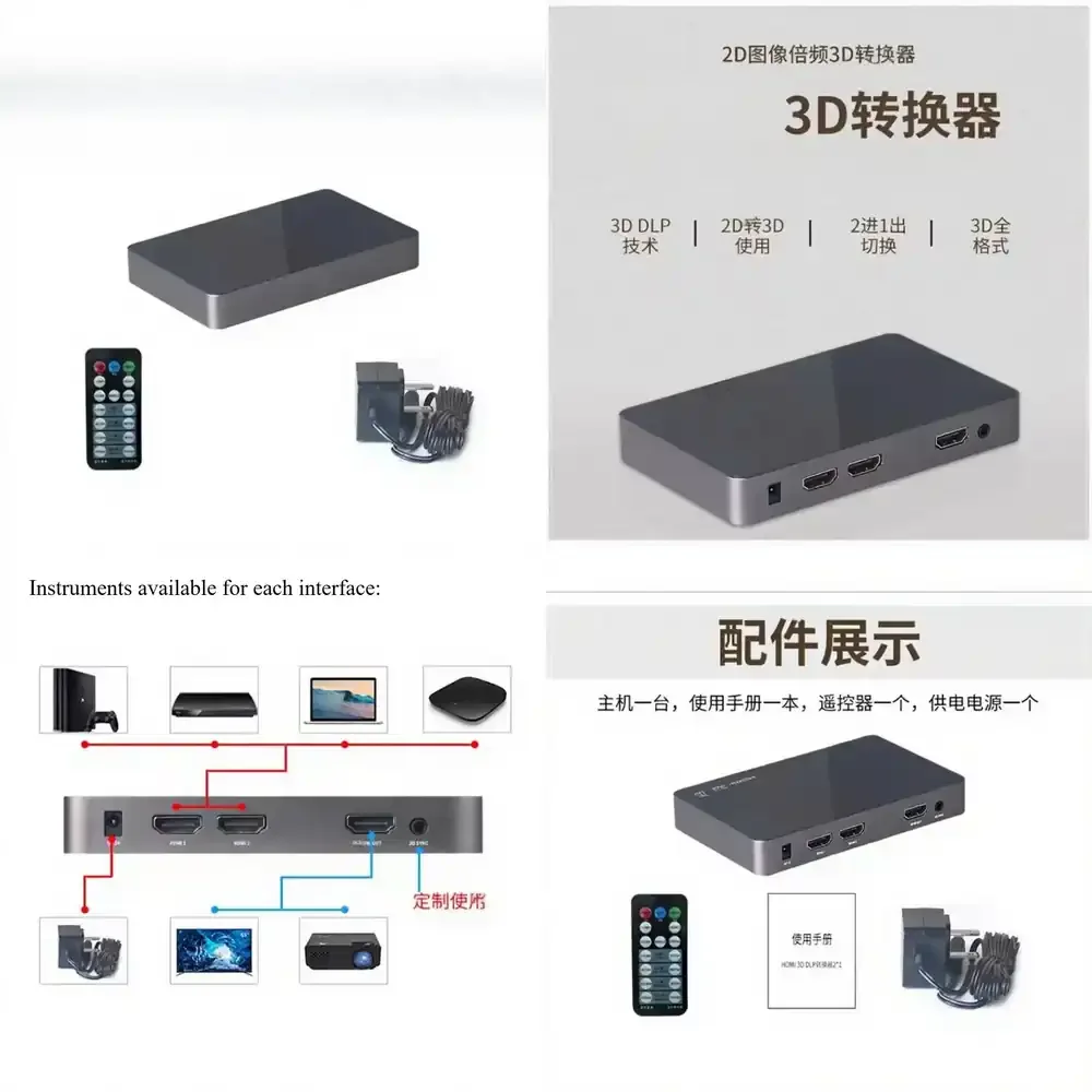 video converter DLP projection 720P120HZ 3D TV VR left and right top and bottom formats