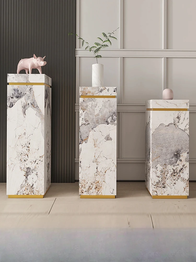 Living Room Cabinet Slate Flower Stand Living Room Floor-to-ceiling Marble Ornament Base Decorative Shelf Modern Display New