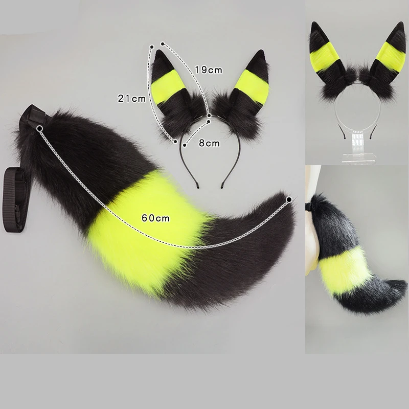 Anime Japanese Fox Ear Plush Tail Headwear Faux Fur Tail Headband Women Lolita Animal Noctali Cosplay Halloween Party XMAS Props view 6
