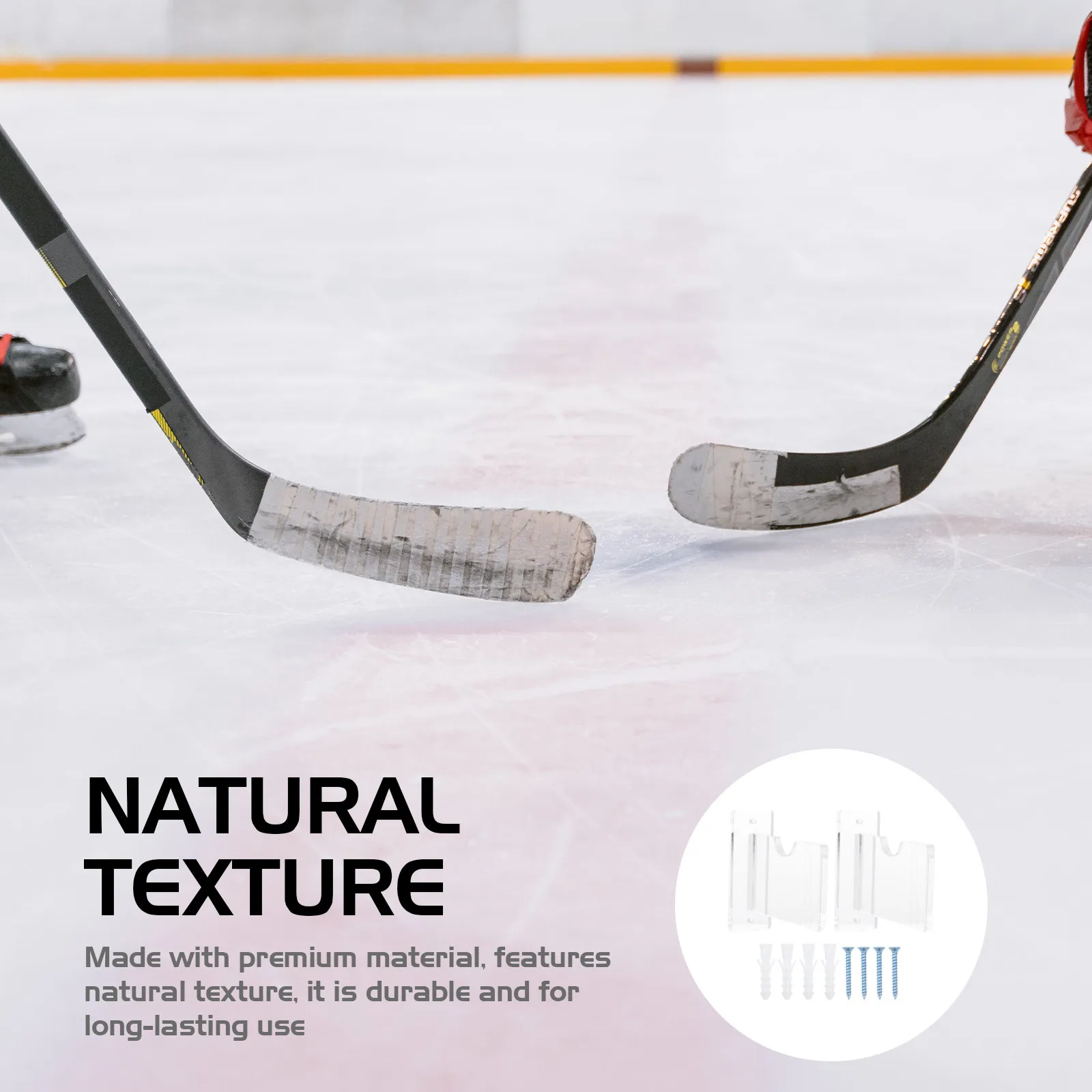 1Set Hockey Stick Holder Wooden Wall Bracket Multi-Function Stick Storage Display Rack Wall-Mounted Shelf Bat Display Supplies