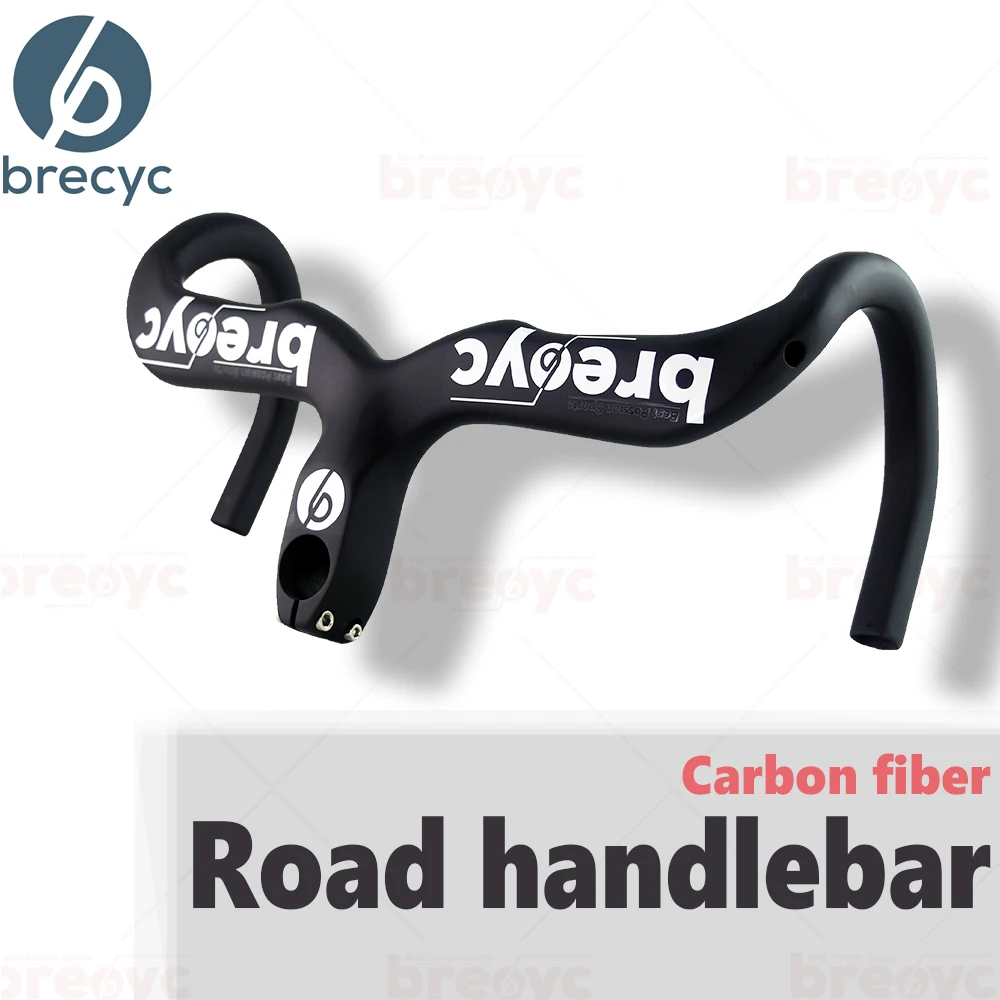 Carbon Road Bike Handlebar with Stem, Bendable, Black, Integrated Handle Bar