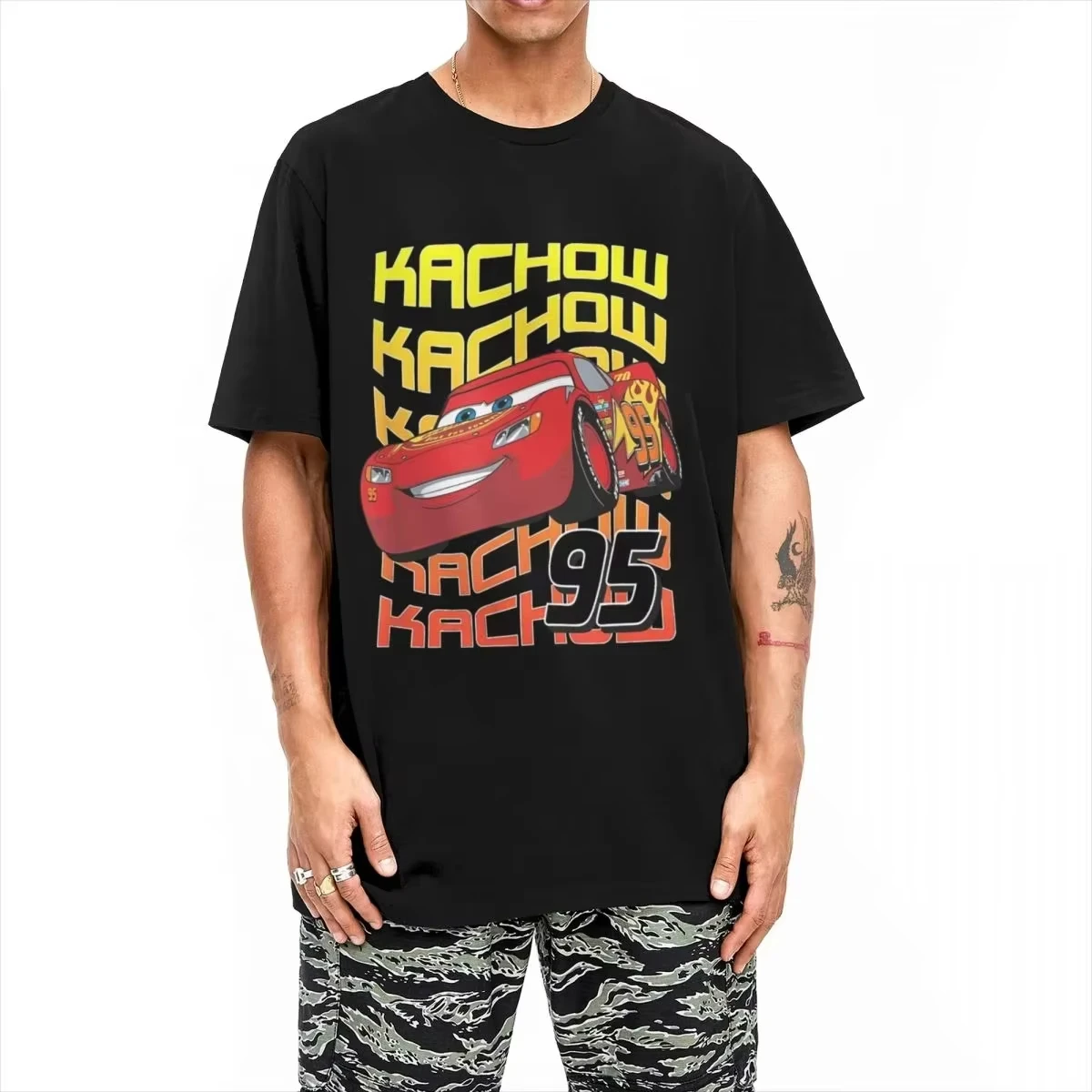 Cars Kachow 95 McQueen camisetas con estilo diario Casual verano hombres mujeres algodón de gran tamaño Vintage manga corta divertidas camisetas Harajuku