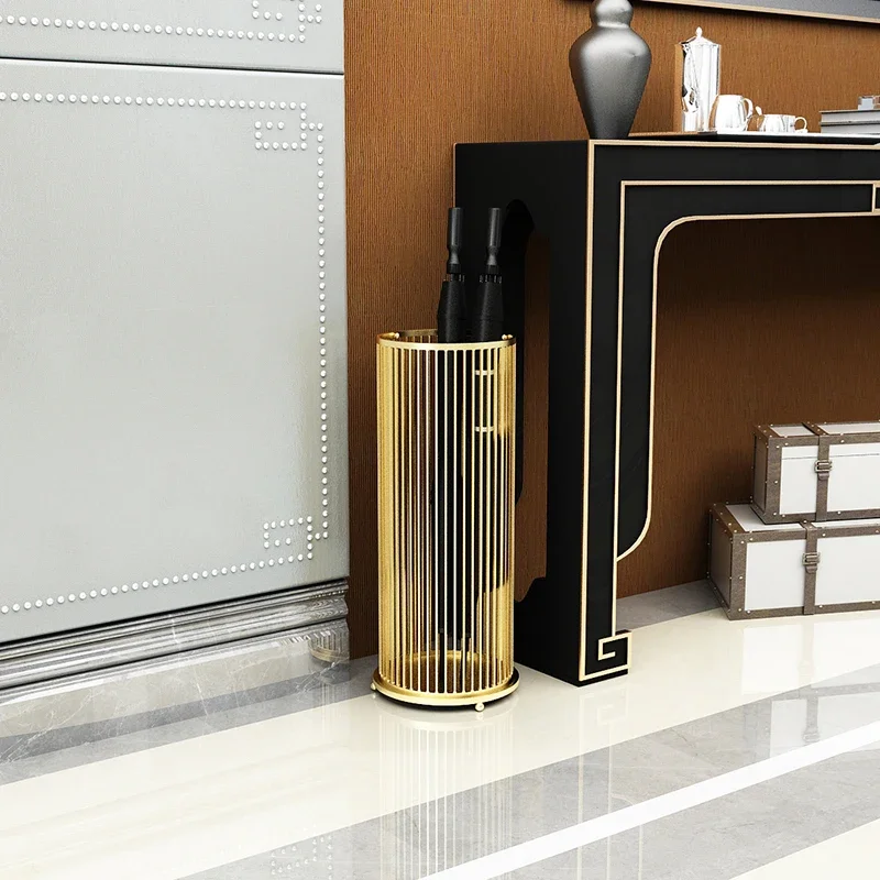 Luxury Metal Umbrella Stand Portable Gold Holder Basket Custom Paraguero for Home and Office Stylish Rain Storage