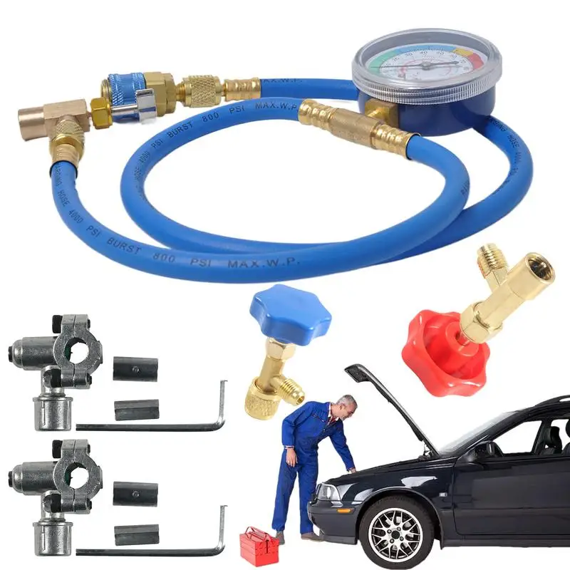 

Автомобильный кондиционер переменного тока R134A, измерительный шланг для заправки хладагента с манометром, манометр, набор инструментов для измерения и ремонта