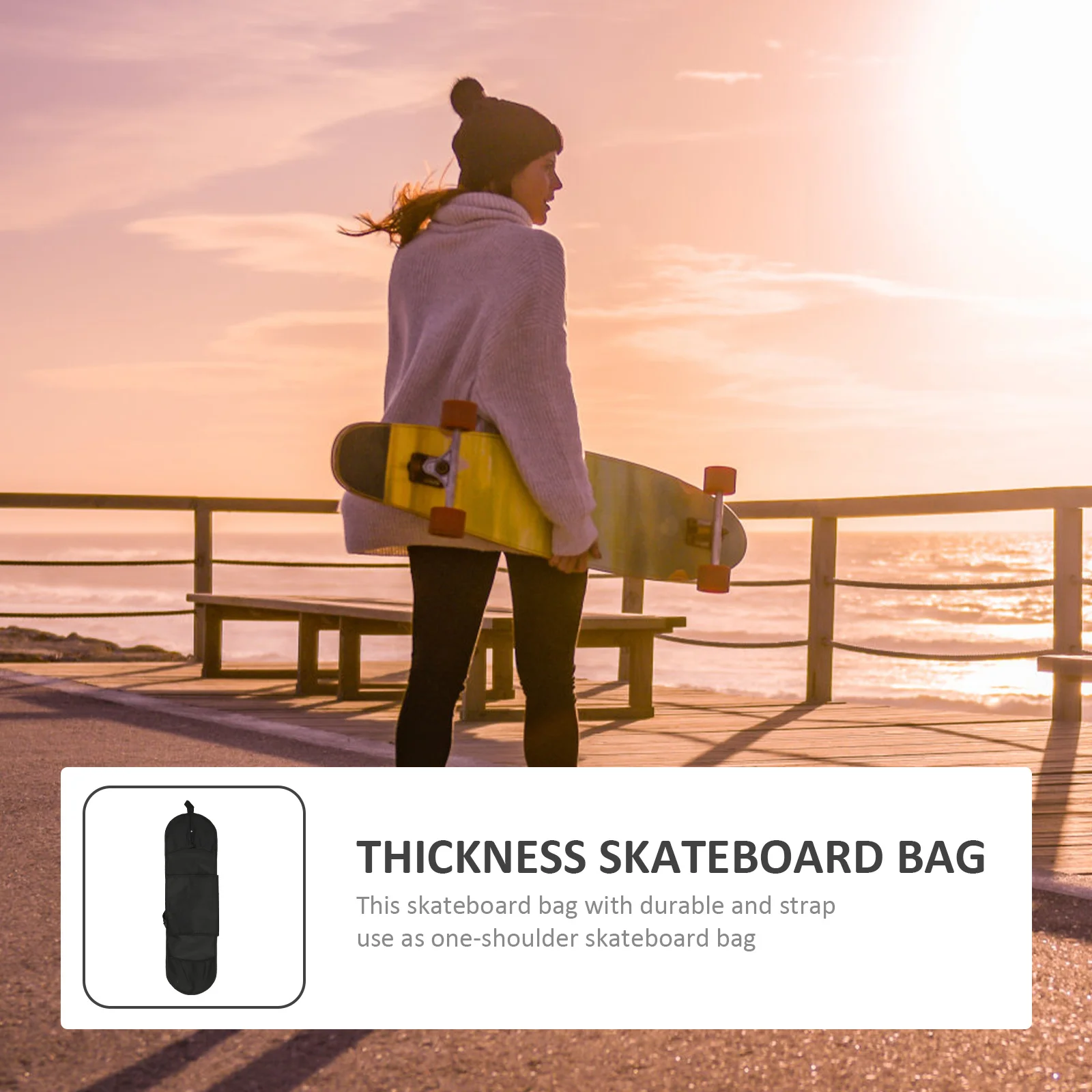 

Skateboard Backpack Durable Polyester Lightweight Comfortable Strap Design Skateboard Carry Bag Protective Shoulder Bag