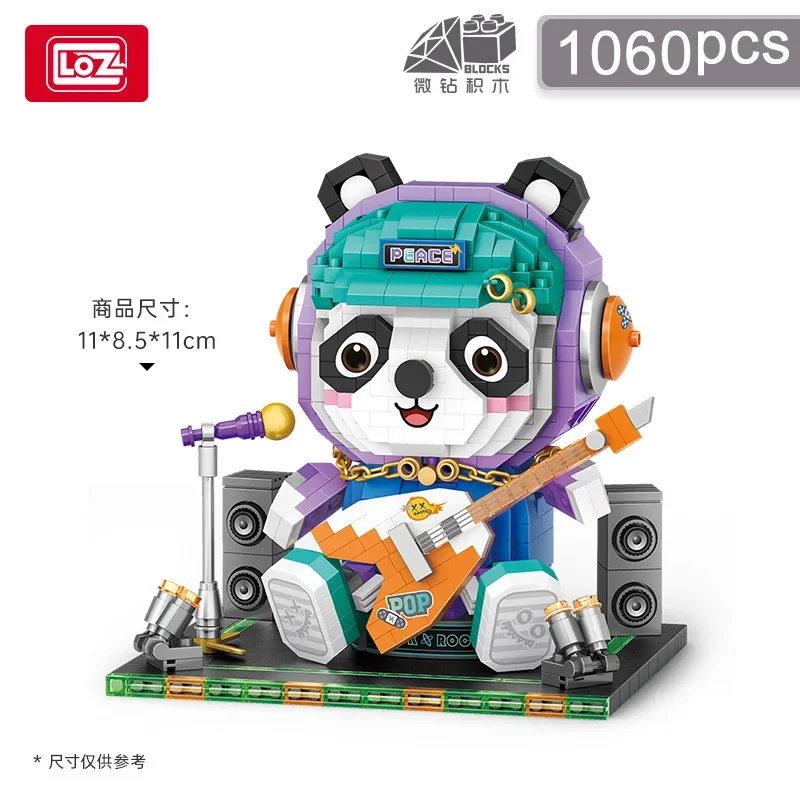 Loz Cute Panda Guitar Singer Building Blocks 8116 Rabbit Mermaid MINI Tiger Shape Family Decoration Toys for Children Girl Gifts