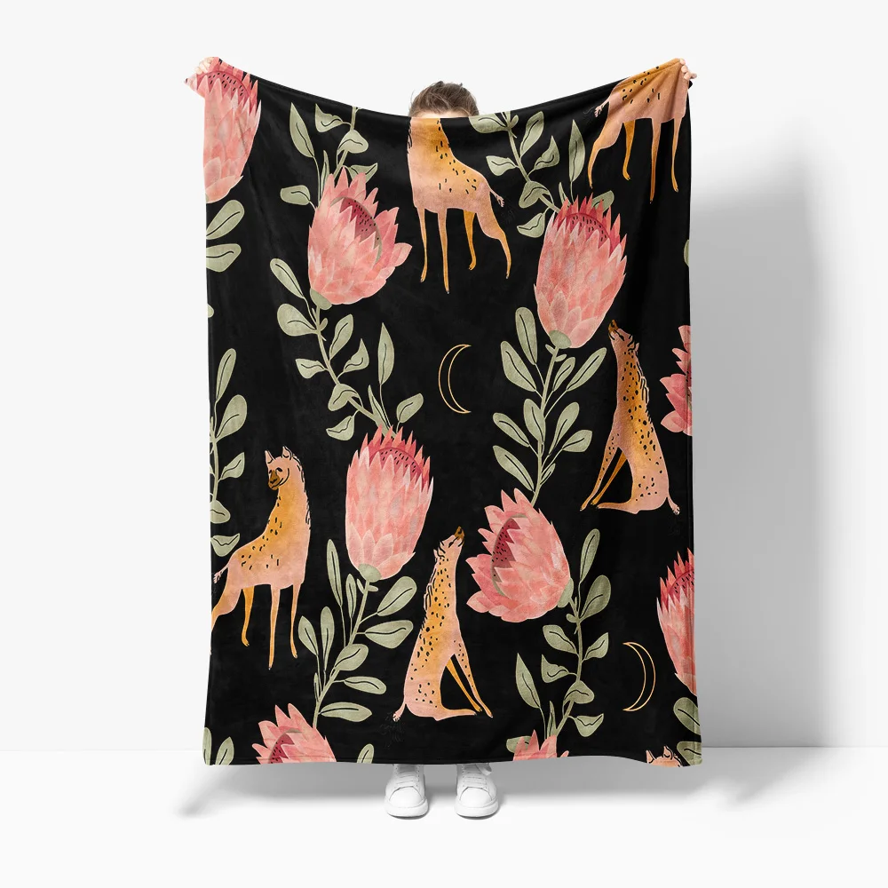 

Акварельное флисовое одеяло с цветочным принтом жирафа, мягкое теплое одеяло для детей, девочек, подростков, подарочное украшение