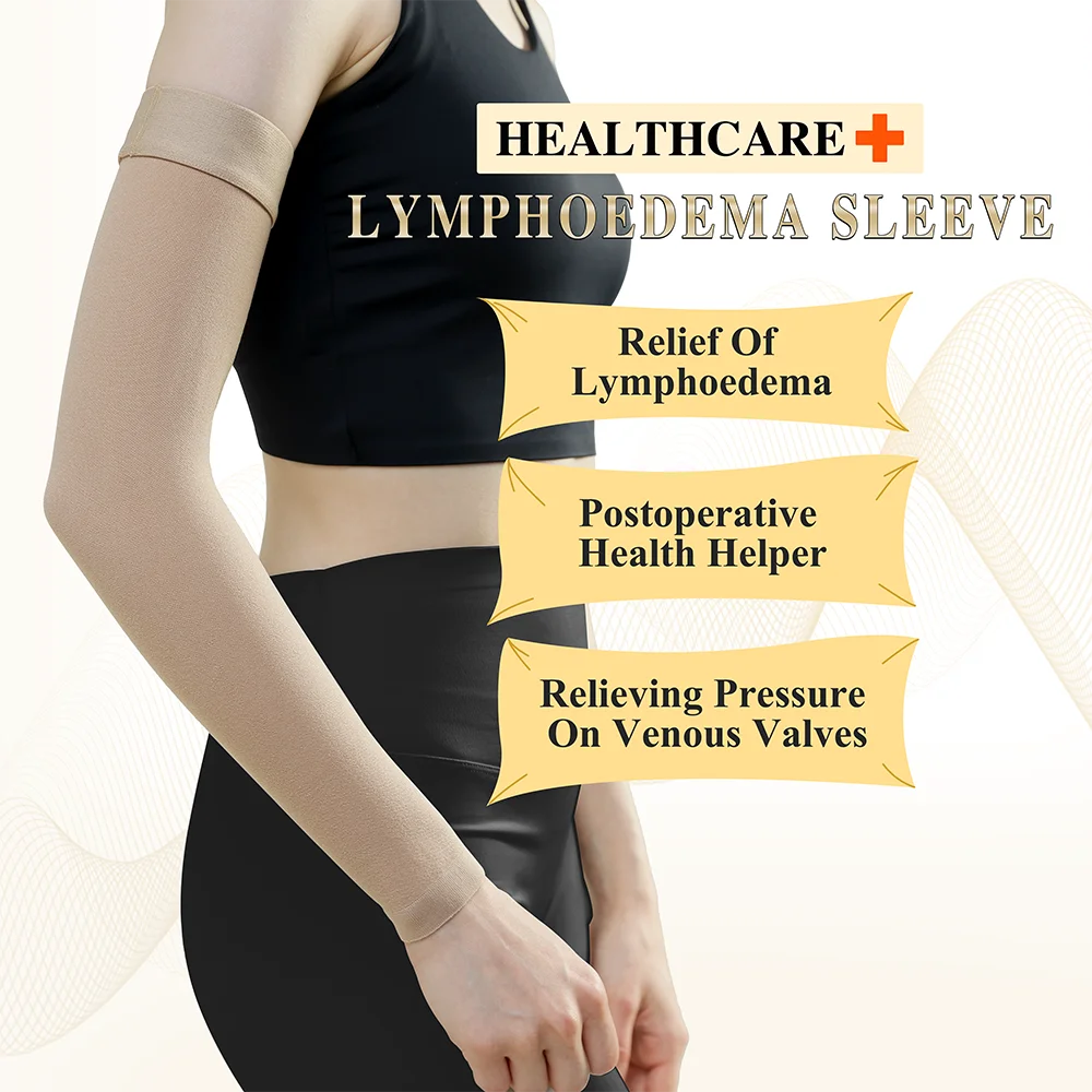 1pc Medical Lymphedema Compression Arm Sleeve for Men Women Elastic Anti Swelling Elbow Palm Support Edema Swelling 20-30mmHg