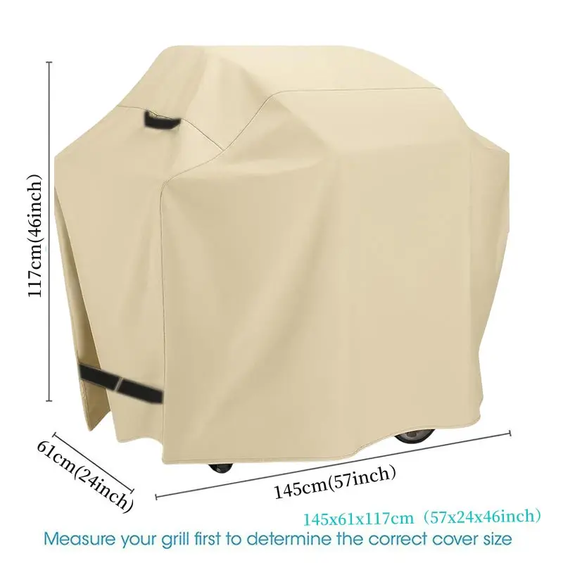 Spot Beige 420D Oxford Cloth Barbecue Cover,Stove Dust Cover,Waterproof Waterproof BBQcover,Courtyard Furniture Protective Hood