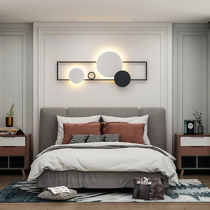 Modern Led Wall Lamps Rotundity Acrylic Lampshade Bedroom Simple Living Room Background Wall Square Black Gold E27 Sconces Light