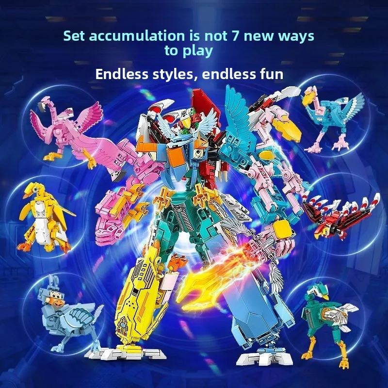 オリジナル神宝ビルディングブロック-103324-29-スカイナイト-6-in-1-神聖獣トーテム組み立てモデルおもちゃ