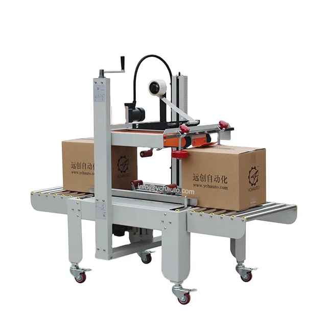 

Semi Automatic Carton Sealer Machine with Top Bottom Drive Belt Running Adhesive Tapes Sealing Box with CE Certification