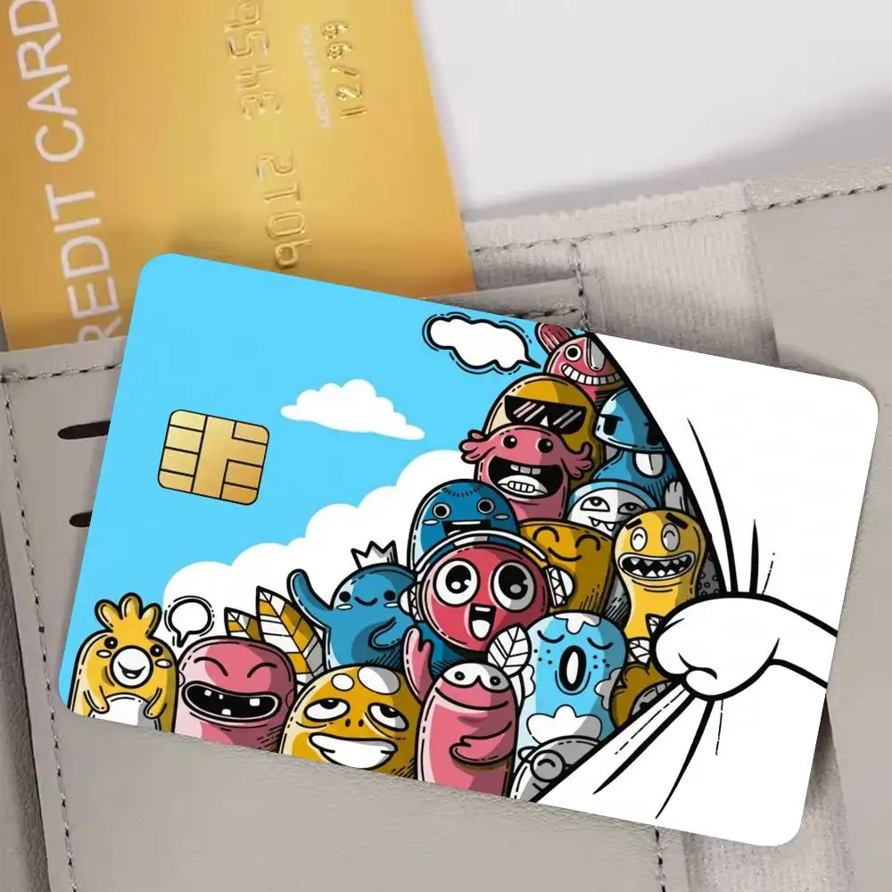 Hidden Cartoons Characters Funny Monsters Film Skin Cover Credit Card Stickers 4PCS Debit Front Decoration Bank Bus Waterproof