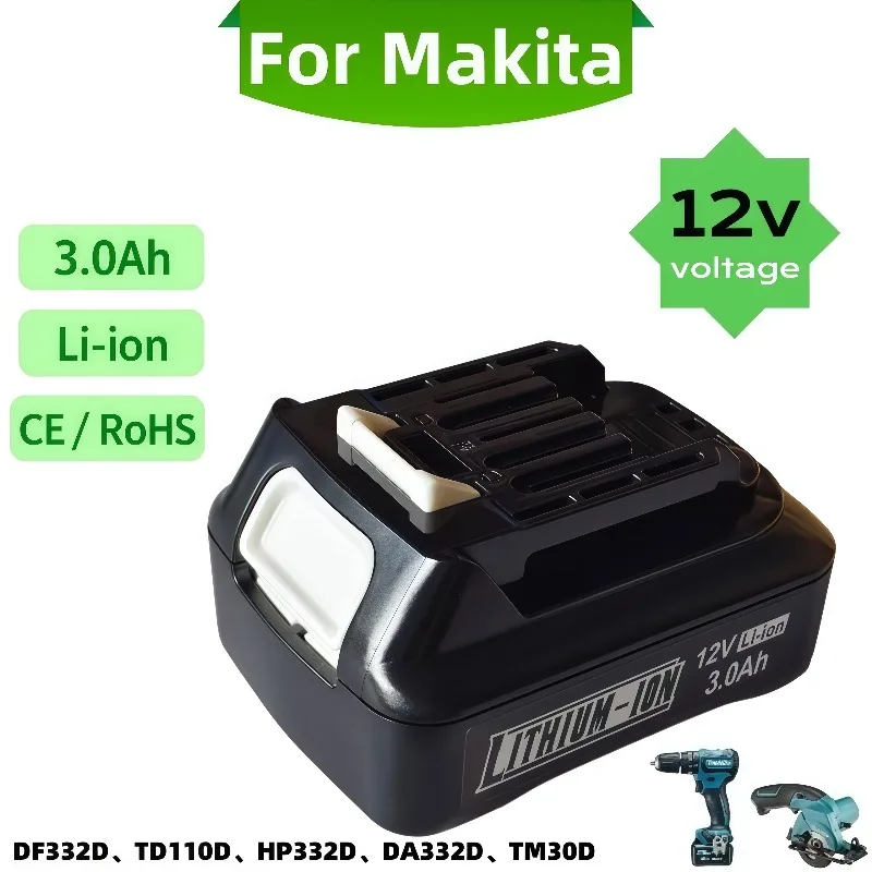 For Makita BL1020 BL1021B 12V 3.0Ah Lithium Rechargeable Power Tool Battery Compatible BL1016 BL104 DF331D BL1021