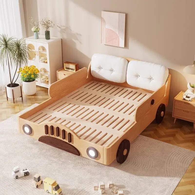 Car Shape Kids Bed, Nordic Wooden Design, Guard Rails Single Frame Style, Modern Camas Infantiles Furniture For Home