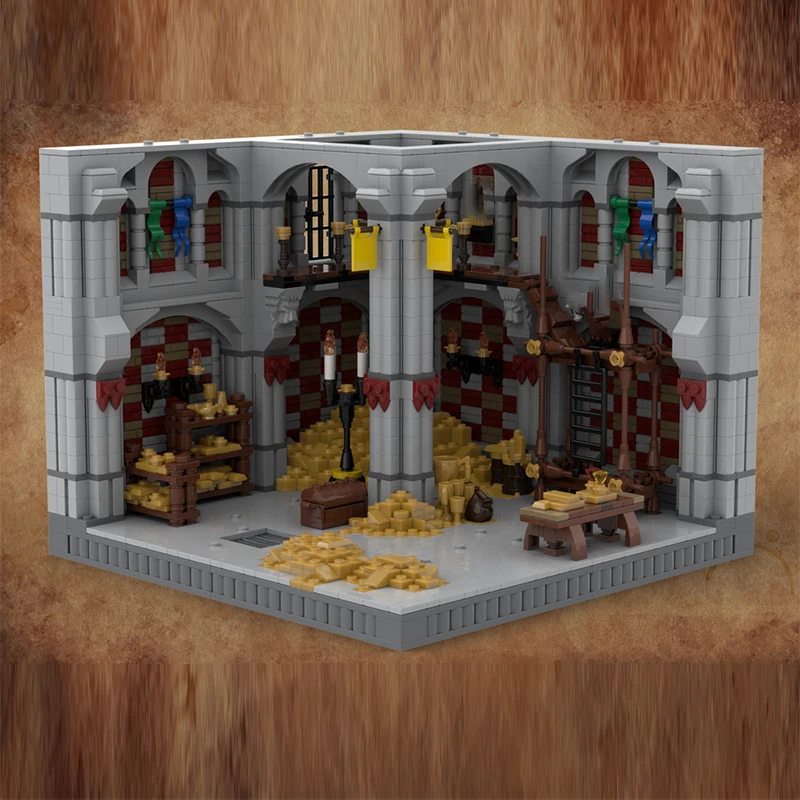 Castelo medieval modelo moc tijolos de construção câmara de tesouro tecnologia modular presentes feriado montar crianças brinquedos terno