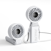 JISULIFE Portable Handheld Foldable Fan, High-Power Motor, LED Display, 5000mAh Rechargeable, 5-Speed, 3-IN-1 Outdoor Fan-White