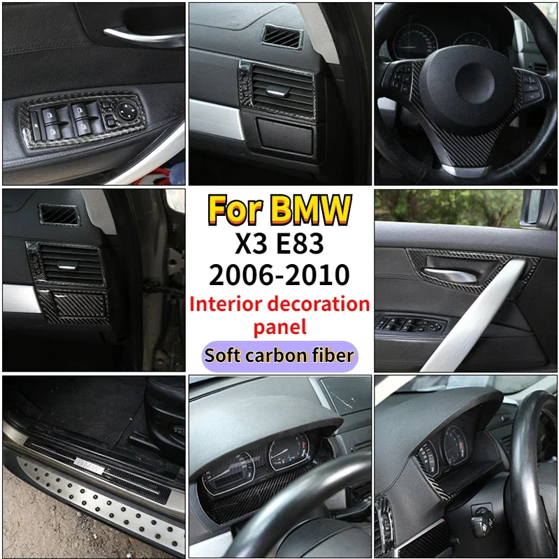 

For BMW X3 E83 06-10 Soft carbon fiber Car Gear Panel Air Conditioner Outlet Frame Cover Trim Stickers Interior Car Accessories