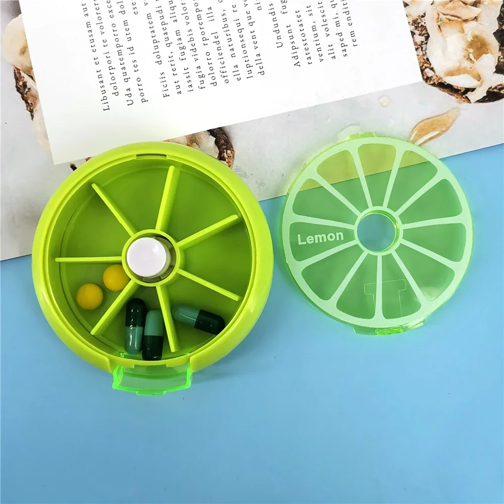 1pc Seven Grid round Box Sealed Medicine Packaging Box, One Week Medicine Storage Box, Carry Small Medicine Box with You