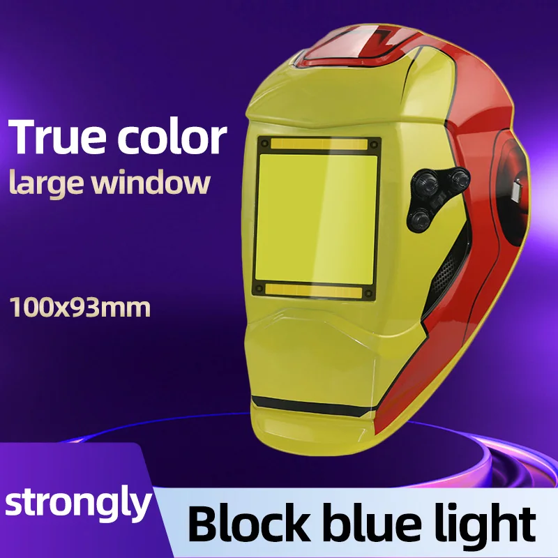 

Маска с защитой от синего света для сварки, настоящий цвет, с 4 датчиками дуги, солнечный элемент, 13 дюймов