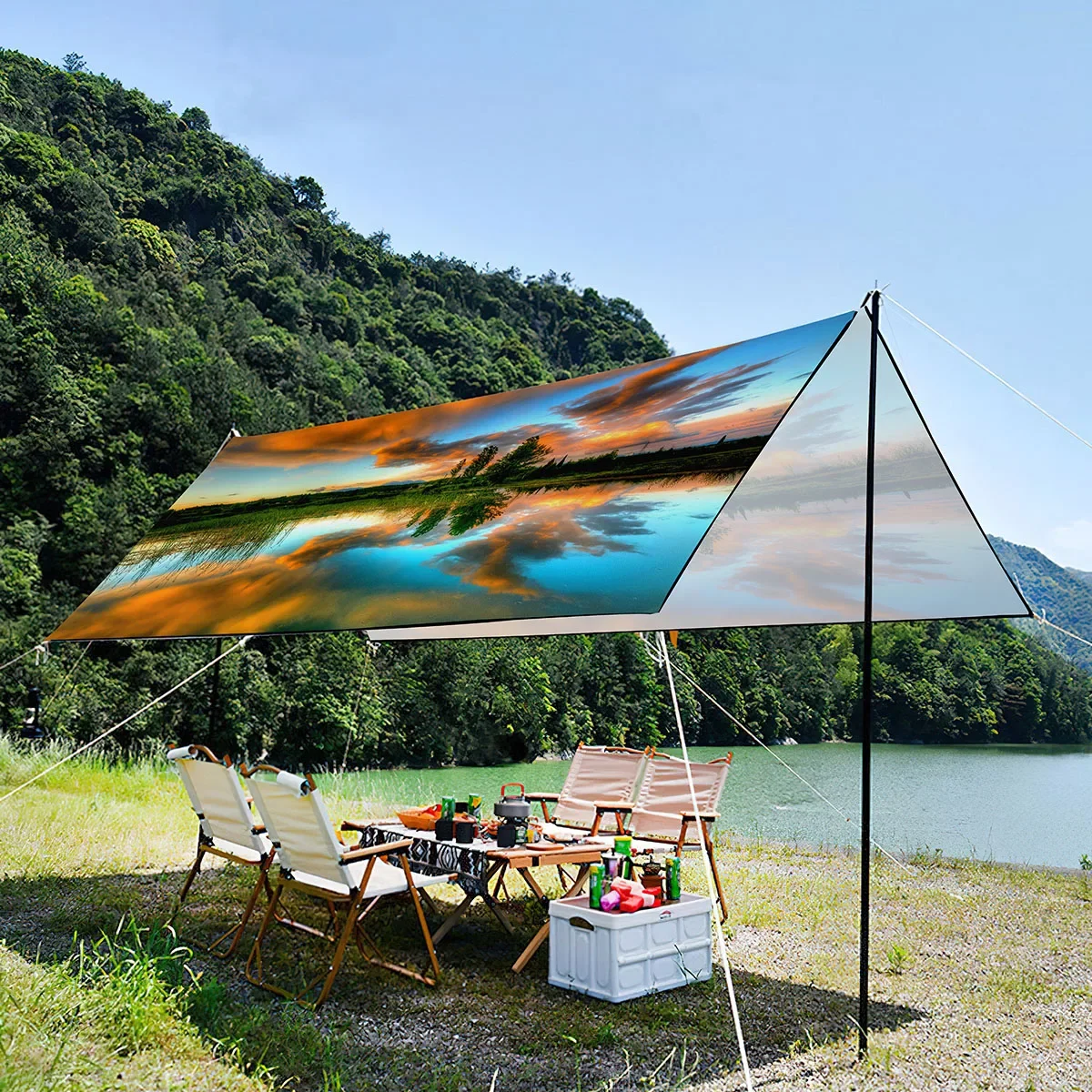 

Lightweight Portable Sunshade Canopy,Beautiful Landscape Waterproof and UV Resistant Tent For Beachgoers,Camping Enthusiasts