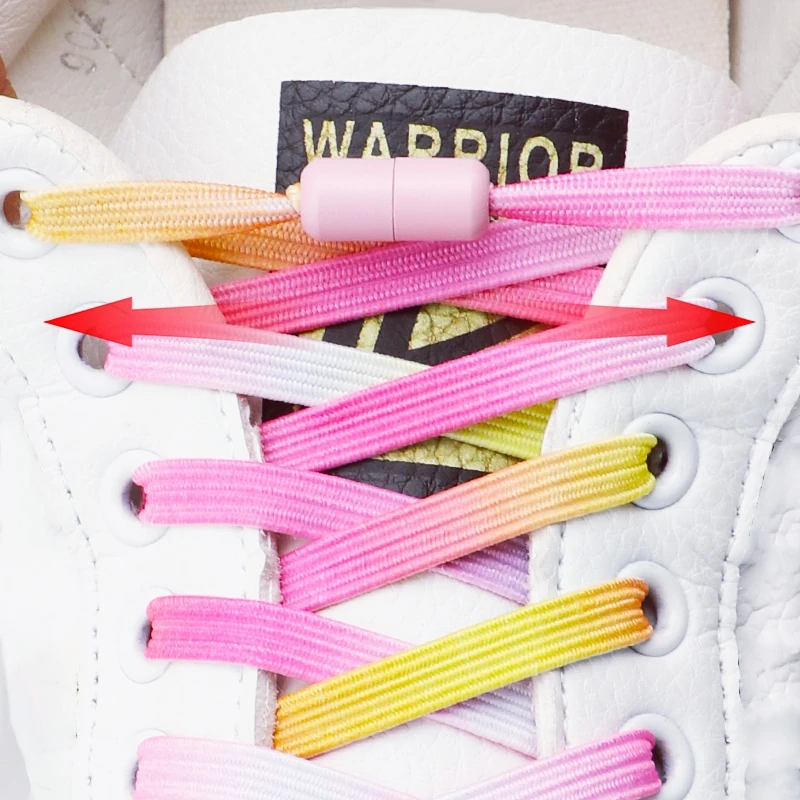 1Pair Colorful Shoelaces Without ties Kids Adult 0.7cm Flat Shoelace for Shoes Elastic Laces Sneakers No Tie Shoe laces