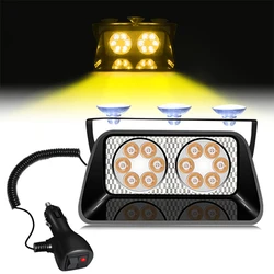 Luz estroboscópica ámbar de 12LED para coche S12 Viper, luces de señal Flash para parabrisas de coche, luz de advertencia de emergencia de policía de bombero, baliza de 12V