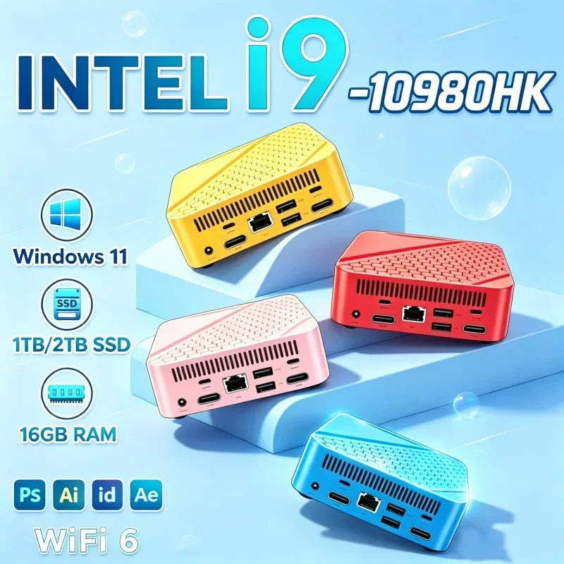 Lively MINI PC Intel Core I9 10980HK Windows 11 16GB RAM 1TB 2TB SSD WIFI 6 BT5.2 4K HD Mini Gaming Office Study Pc Fit