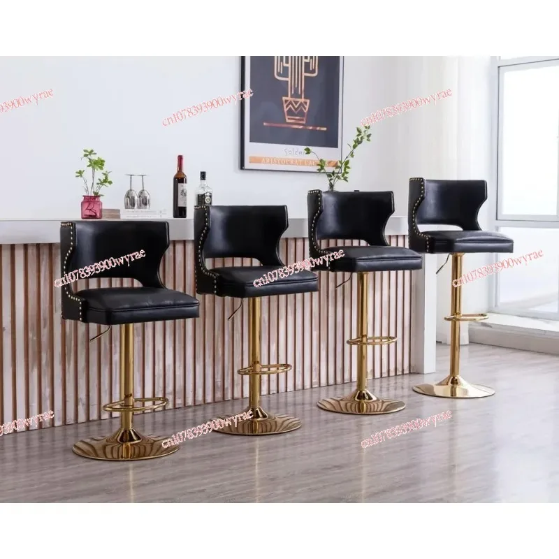 Swivel Bar Stools Set of 4, Adjustable Height Counter Stools Modern Velvet Barstool with Open Back/Footrest, Bar Stools