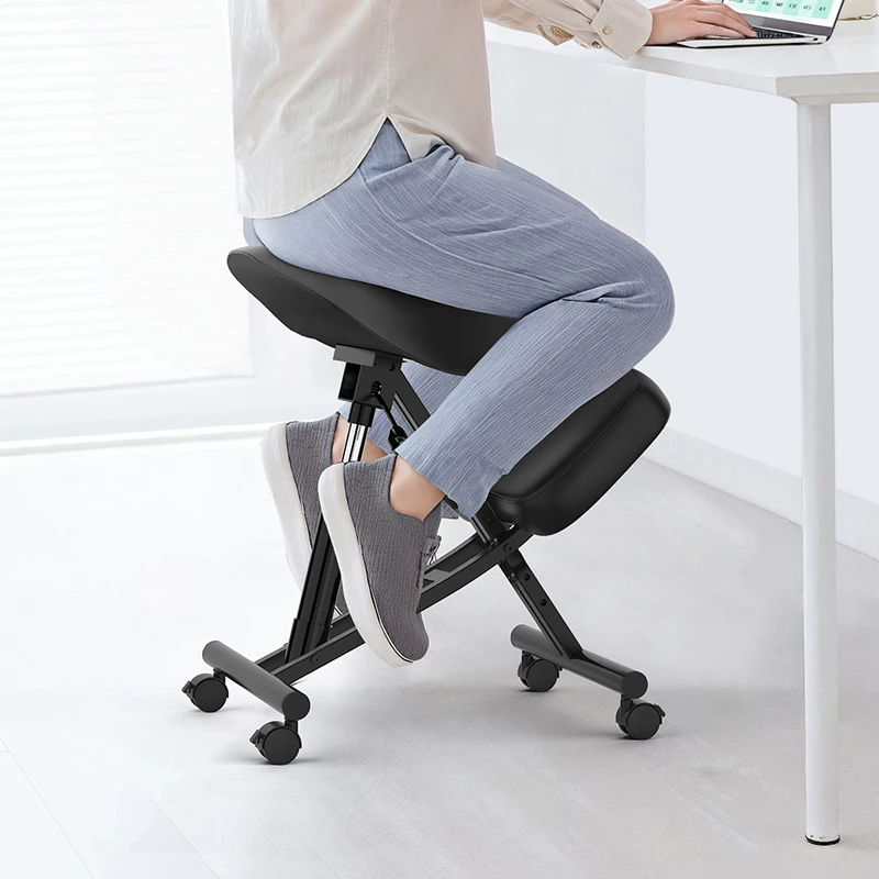 Adjustable Ergonomic Kneeling Chair, Posture Corrective Saddle Stool for Home Office Desk, Relieves Back Pain From Long Sitting