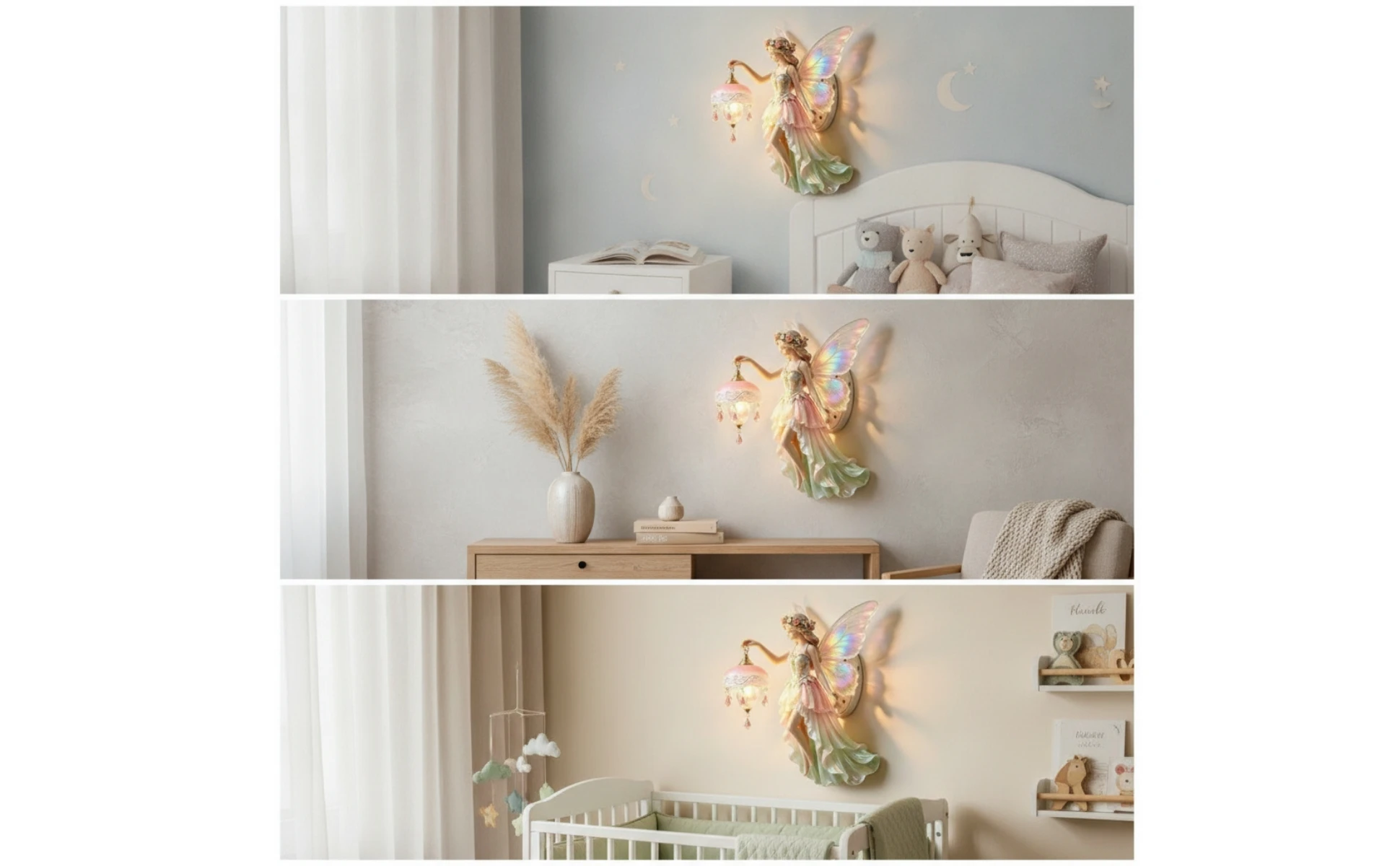 Fairy Wall Sconce Decorative Fairy Wall Lamp Sculpted Ornate for Girls, Bedroom, Nursery